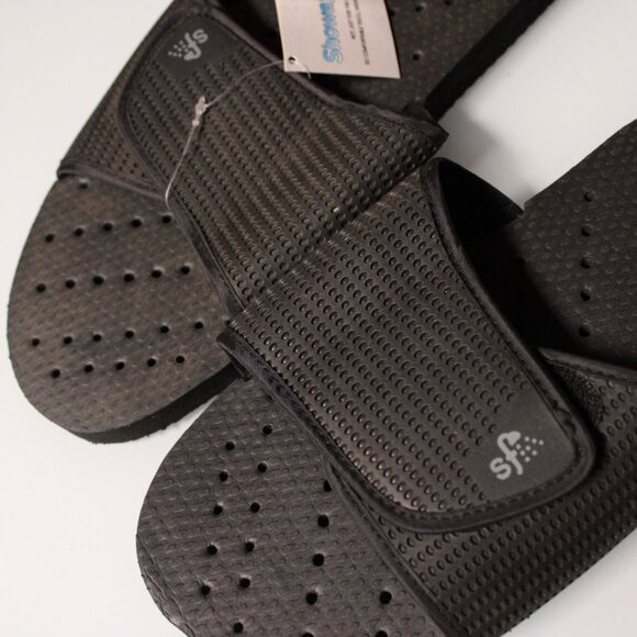 Showaflops Black Slide Anti-Slip Shower Sandals Mens Black Size 13/14 NWT - Picture 2 of 8